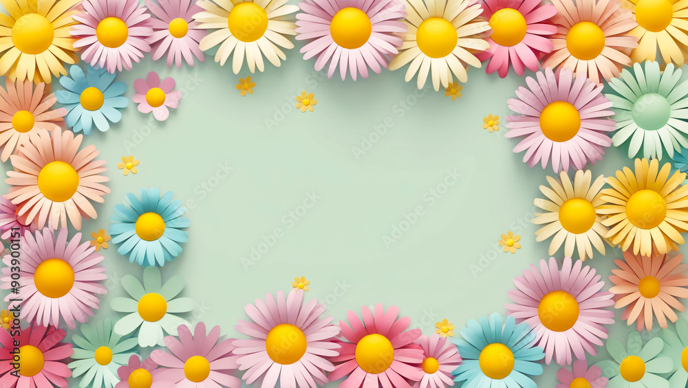 Flower background in papercut style for design decoration