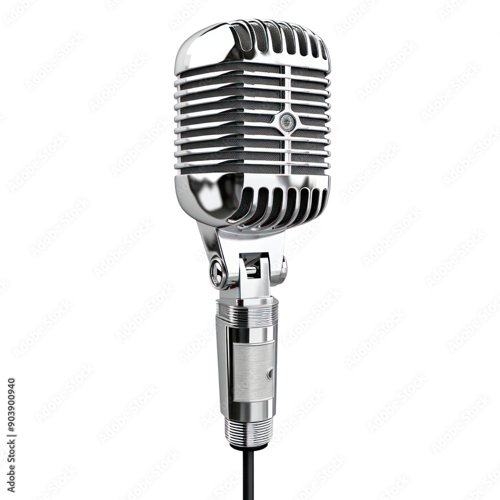 Fototapeta premium a sliver retro condenser microphone transparent background
