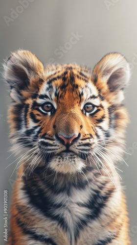 Adorable Tiger Portrait, Perfect for Wildlife Lovers Generative AI