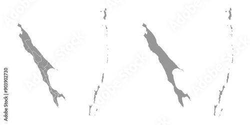 Sakhalin Oblast map, administrative division of Russia. Vector illustration.