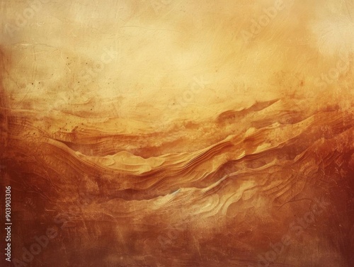 Abstract painting with warm colors and flowing lines.
