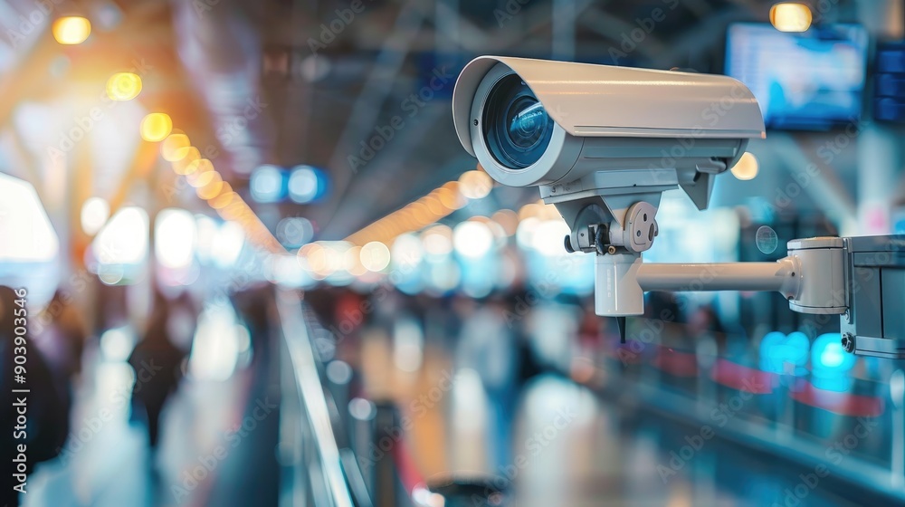 Airport CCTV security with blurred background