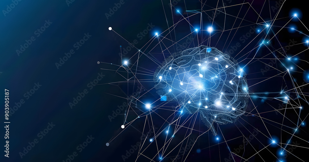 Fototapeta premium Digital Network Sphere with Neural Connections