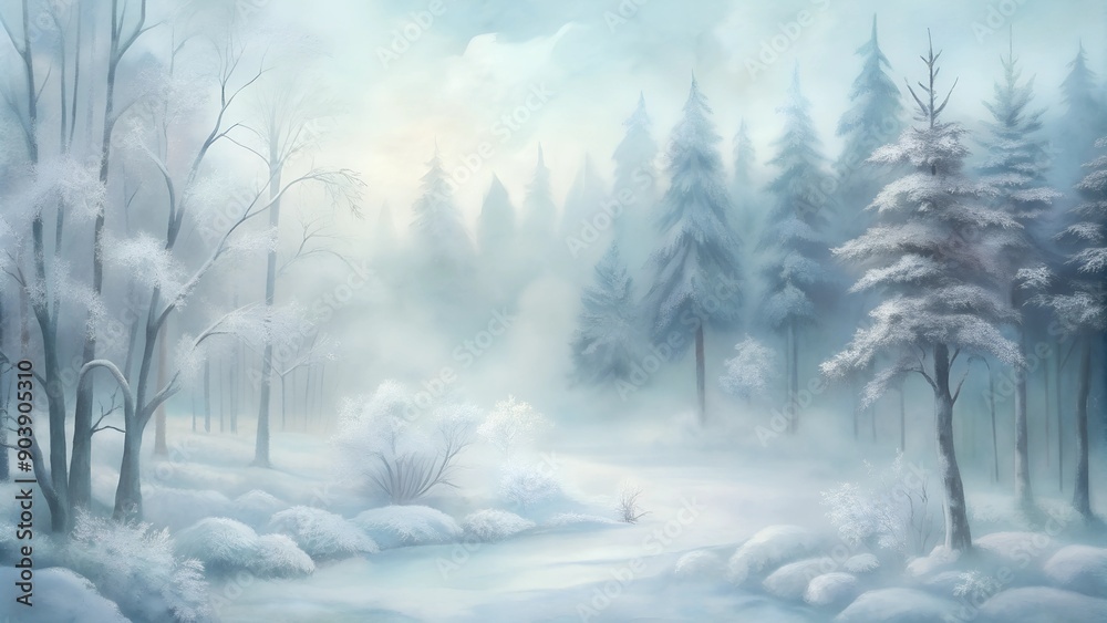 Fototapeta premium winter forest. calm measured beauty in a winter forest enveloped in fog