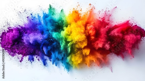 Vibrant Celebration. Festive Holi powder explosion wide and panoramic concept