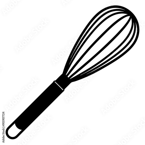 Stainless steel whisk silhouette vector art illustration