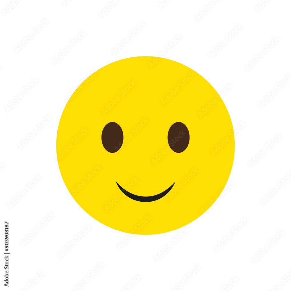 Fototapeta premium Yellow smiley face. Simple round icon. Happy emoticon vector. Classic emoji illustration.