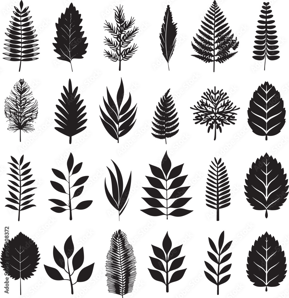 set of silhouettes of leaves Pine tree vector silhouette tree vector set of silhouettes of leaves Pine tree vector silhouette tree vector