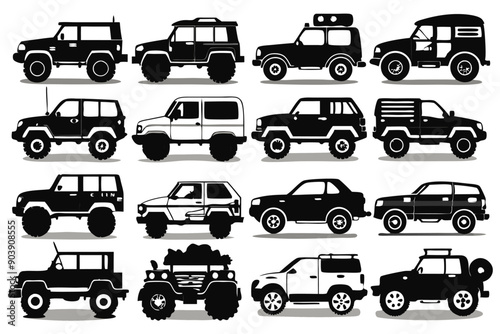 Silhouette of Jeep Wrangler, Rubicon, and Gladiator.