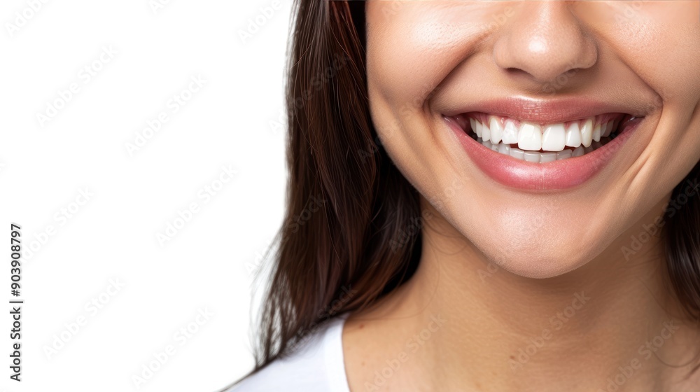 closeup photo portrait of a beautiful young korean model woman smiling with clean teeth. used for a dental ad. isolated on white background. closeup photo portrait of a beautiful young korean model woman smiling with clean teeth. used for a dental ad. isolated on white background.
