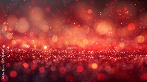 Red Glitter Bokeh Background.