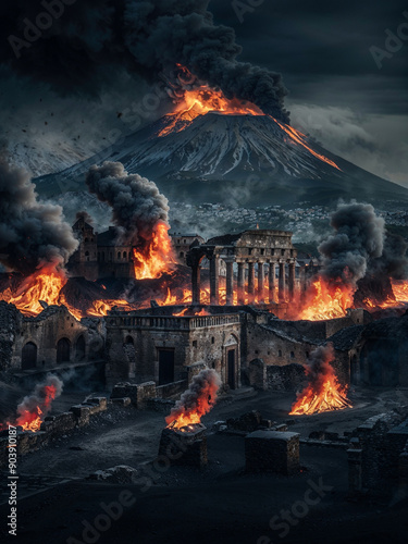 Pompeii's Last Days: A Roman City Obliterated by Vesuvius' Explosive Eruption, Ancient Structures Reduced to Ruins, and Lives Lost in a Sudden Pyroclastic Catastrophe photo