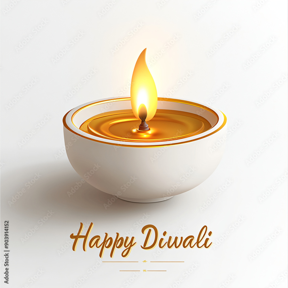Diwali diya with a bright flame and Diwali diya with a bright flame and