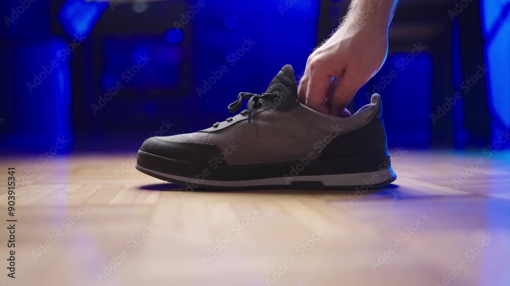 Person insert height increase insole feet support into shoe close-up 4K Person insert height increase insole feet support into shoe close-up 4K