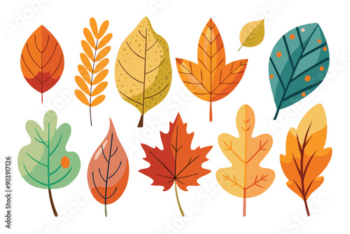 Autumn's vibrant hues grace the canvas, a medley of leaves in a minimalist display.