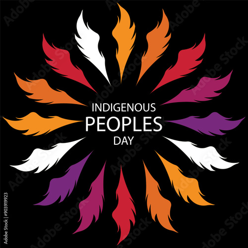 Indigenous Peoples Day feathers, vector art illustration.