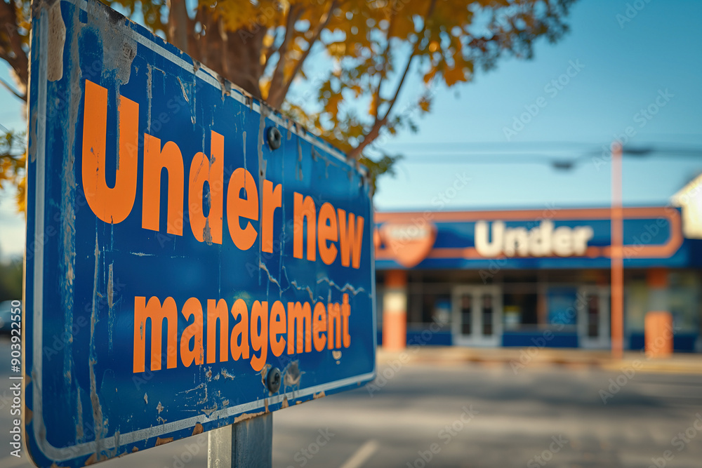 Obraz premium Under new management text sign