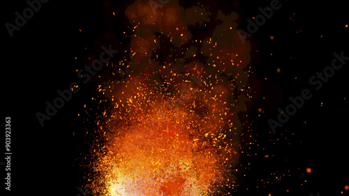bright sparkling sparks and smoke from the fire
