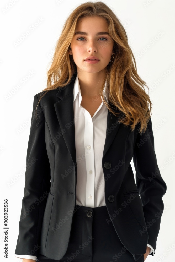 A businesswoman wearing formal suit isolated created with Generative AI A businesswoman wearing formal suit isolated created with Generative AI