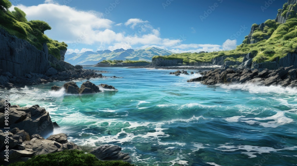 Fototapeta premium The dramatic cliffs and sea stacks of a coastal region