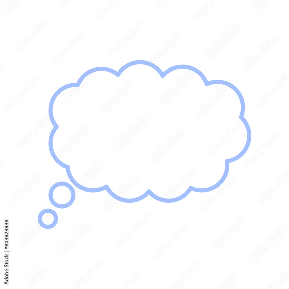 Thought bubble icon. Simple cloud shape. Bright blue vector. Bubble symbol design. Thought bubble icon. Simple cloud shape. Bright blue vector. Bubble symbol design.