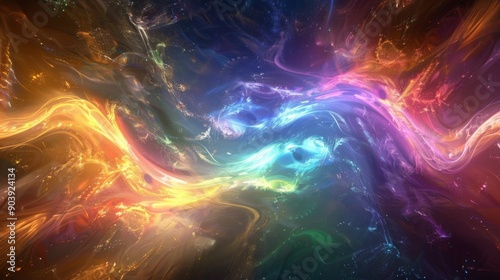 Cosmic Dance of Color: Vibrant Abstract Energy Flow