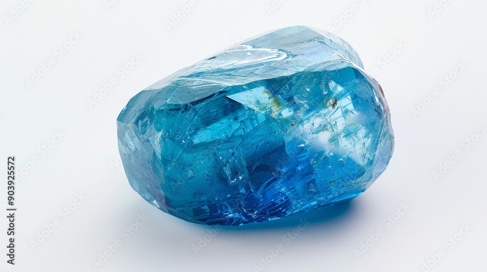 Closeup of a Single Polished Blue Apatite Gemstone, Ideal for Jewelry Design and Mineral Collectors Closeup of a Single Polished Blue Apatite Gemstone, Ideal for Jewelry Design and Mineral Collectors