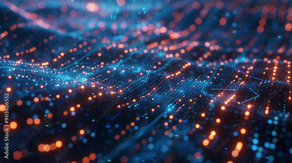  Detailed 3D animation for computers, data, or digital networks.