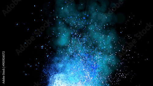 bright sparkling sparks and smoke from the fire
