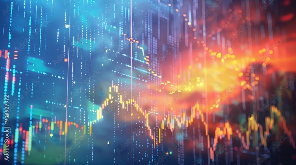 Bullish Sunshine and Bearish Storms Financial Forecast Interface with Market Symbols