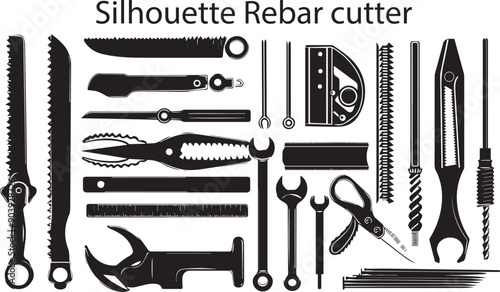 Silhouette Rebar Cutter Artistic  Silhouette Elements in Black