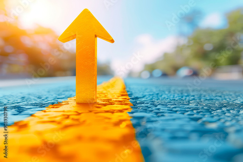 Yellow arrow as a concept of growth and development
