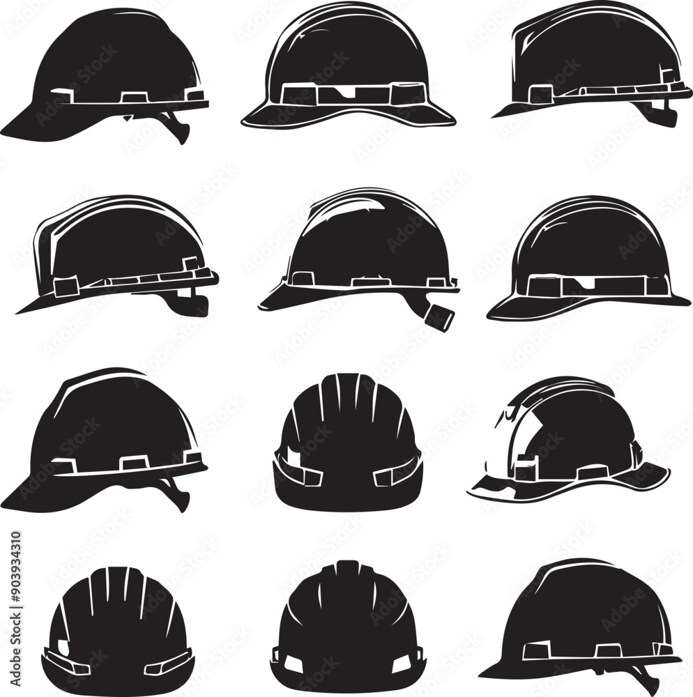 Hard Hat Versatile Black Silhouette Vector Series Hard Hat Versatile Black Silhouette Vector Series