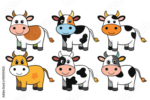 Cow icon set isolated on white background