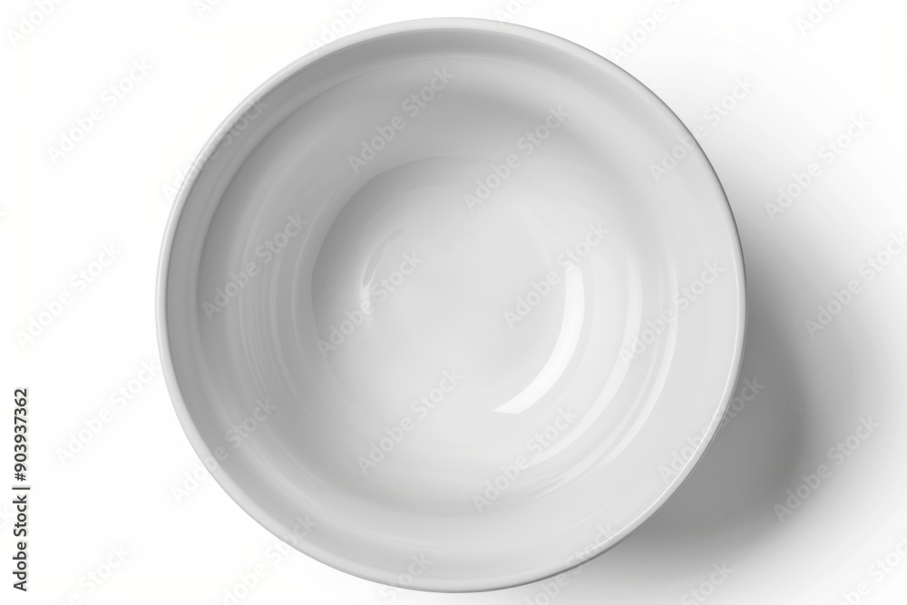 Bowl Isolated On White. Top View of Clean Empty White Bowl on White Background Bowl Isolated On White. Top View of Clean Empty White Bowl on White Background
