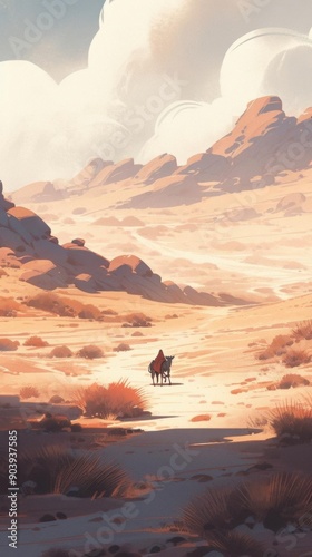 Wallpaper Mural A lone traveler treks through the desert on his camel Torontodigital.ca