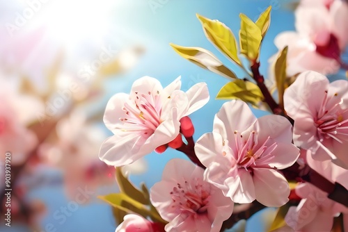 pink magnolia flowers Generative AI