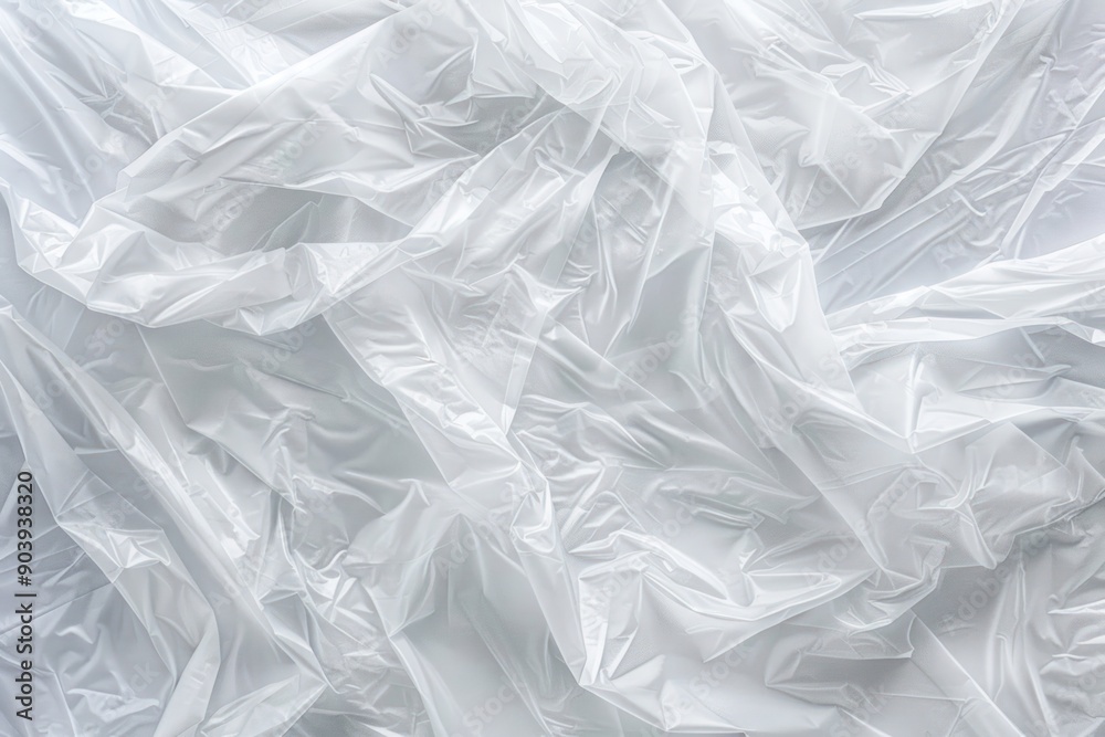 Wrinkled plastic wrap texture on a white background Wrinkled plastic wrap texture on a white background