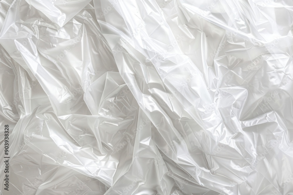Obraz premium Wrinkled plastic wrap texture on a white background