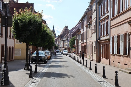 Obraz na płótnie Rue typique, ville de Wissembourg, département du Bas Rhin, France w salonie
