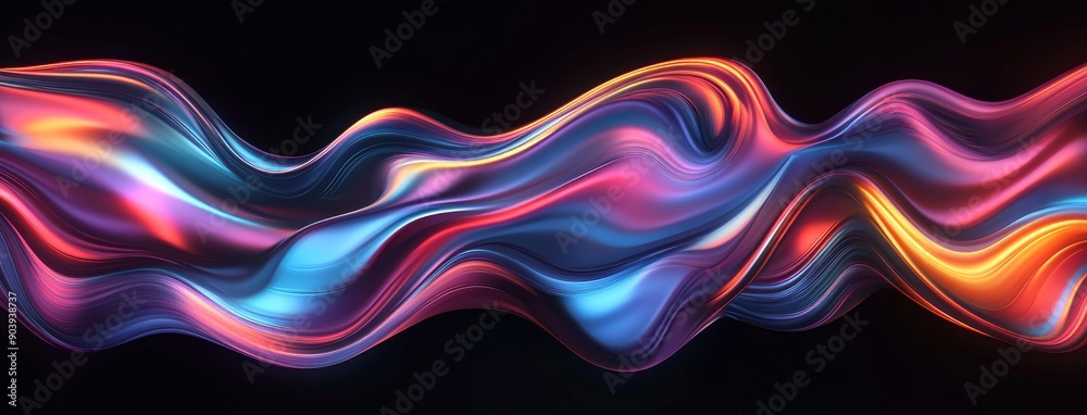 A background with wavy lines in shades of blue and violet