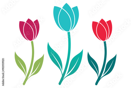 Tulip set clean color silhouette vector D.eps