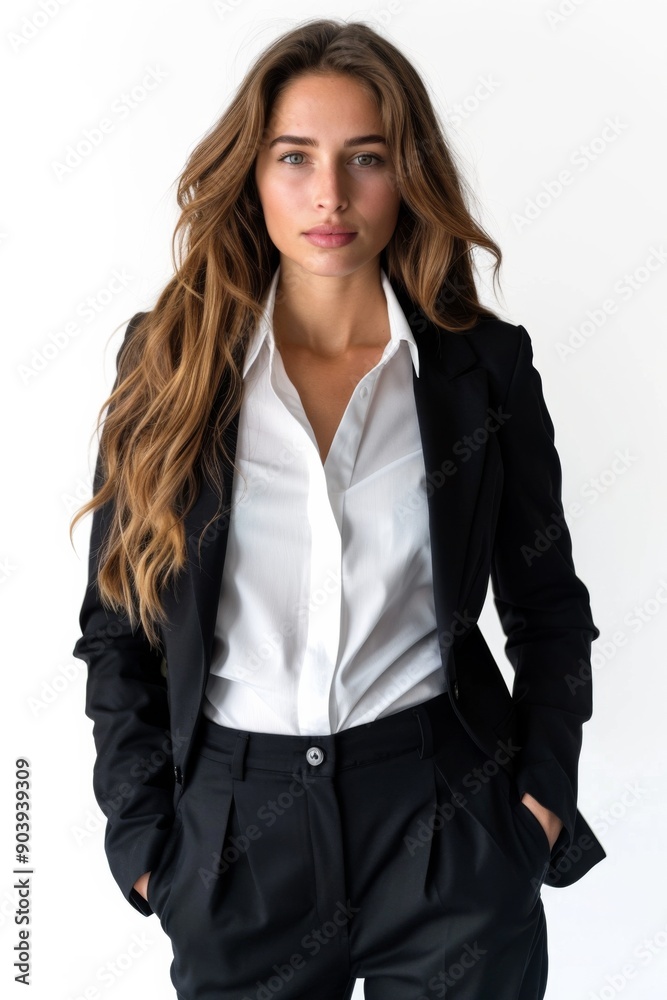 A businesswoman wearing formal suit isolated created with Generative AI A businesswoman wearing formal suit isolated created with Generative AI