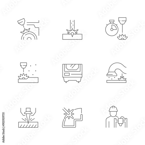 Set line icons of laser