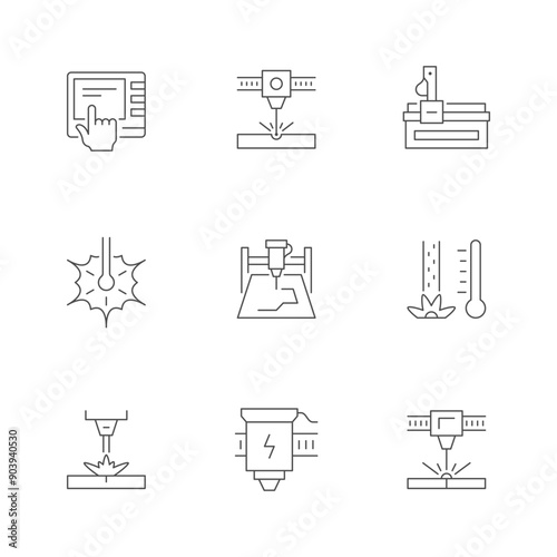 Set line icons of laser