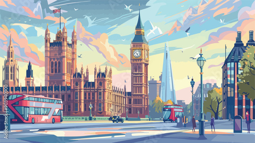 London Urban Architecture Travel Destination Vector Poster