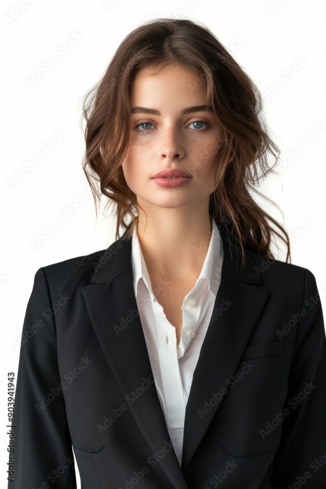 A businesswoman wearing formal suit isolated created with Generative AI A businesswoman wearing formal suit isolated created with Generative AI