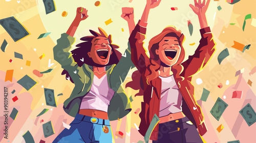 Diverse Young Lottery Winners Celebrating a Big Win