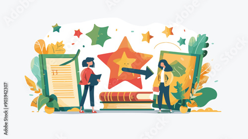 Two Illustrated Characters in Decorative Frames - Creative Illustration for Design Projects