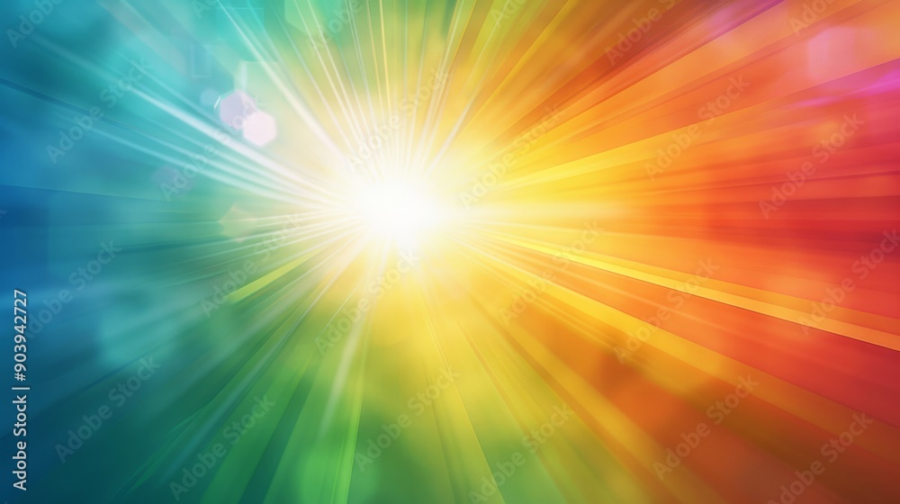 An explosion of vibrant colors in a dynamic rainbow light burst creates an energetic and visually stimulating scene An explosion of vibrant colors in a dynamic rainbow light burst creates an energetic and visually stimulating scene